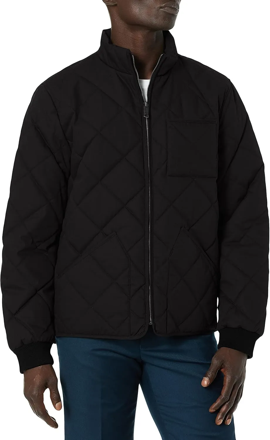 Dockers Men's Diamon Quilted Cotton Open-Bottom Bomber Jacket