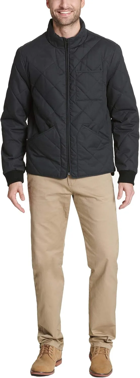 Dockers Men's Diamon Quilted Cotton Open-Bottom Bomber Jacket