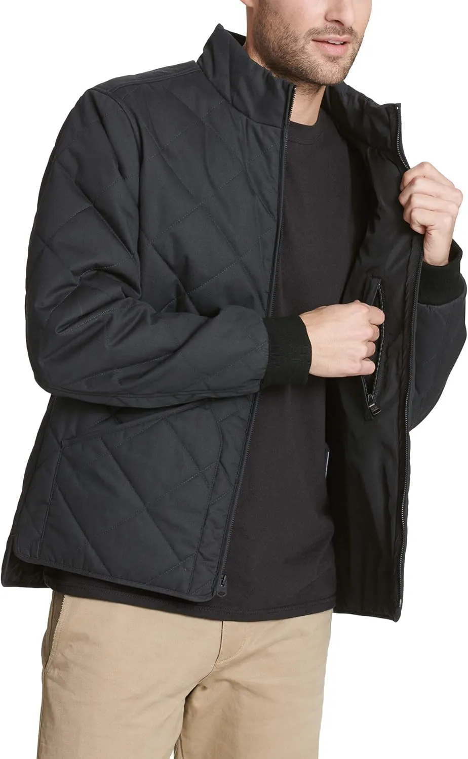 Dockers Men's Diamon Quilted Cotton Open-Bottom Bomber Jacket