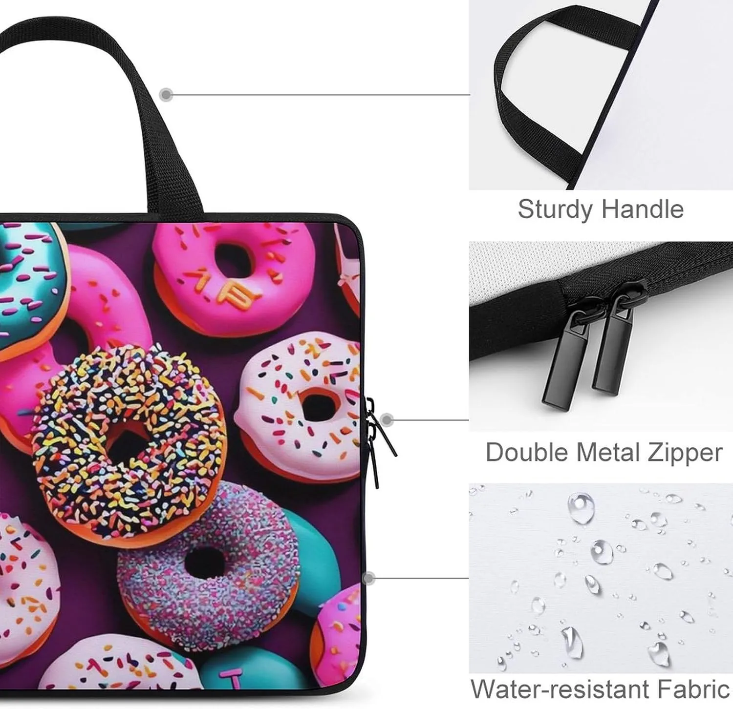 Donut Laptop Bag Durable Laptop Sleeve Water-Resistant Notebook Bag for Computer Or Tablet