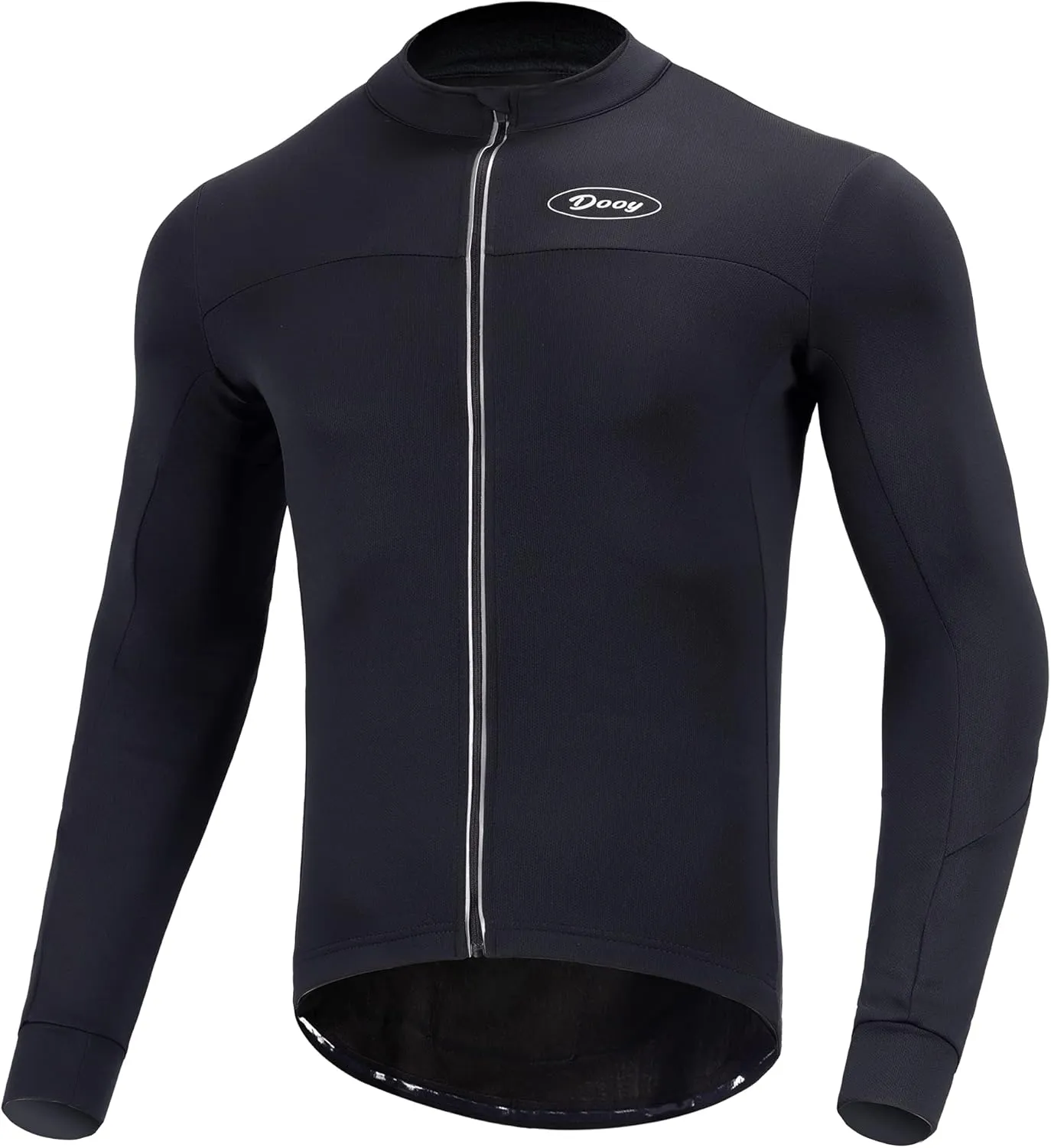 Dooy Men's Cycling Bike Jersey Thermal Biking Shirt Long Sleeve Bicycle Shirts with Full Zipper and Rear Pockets