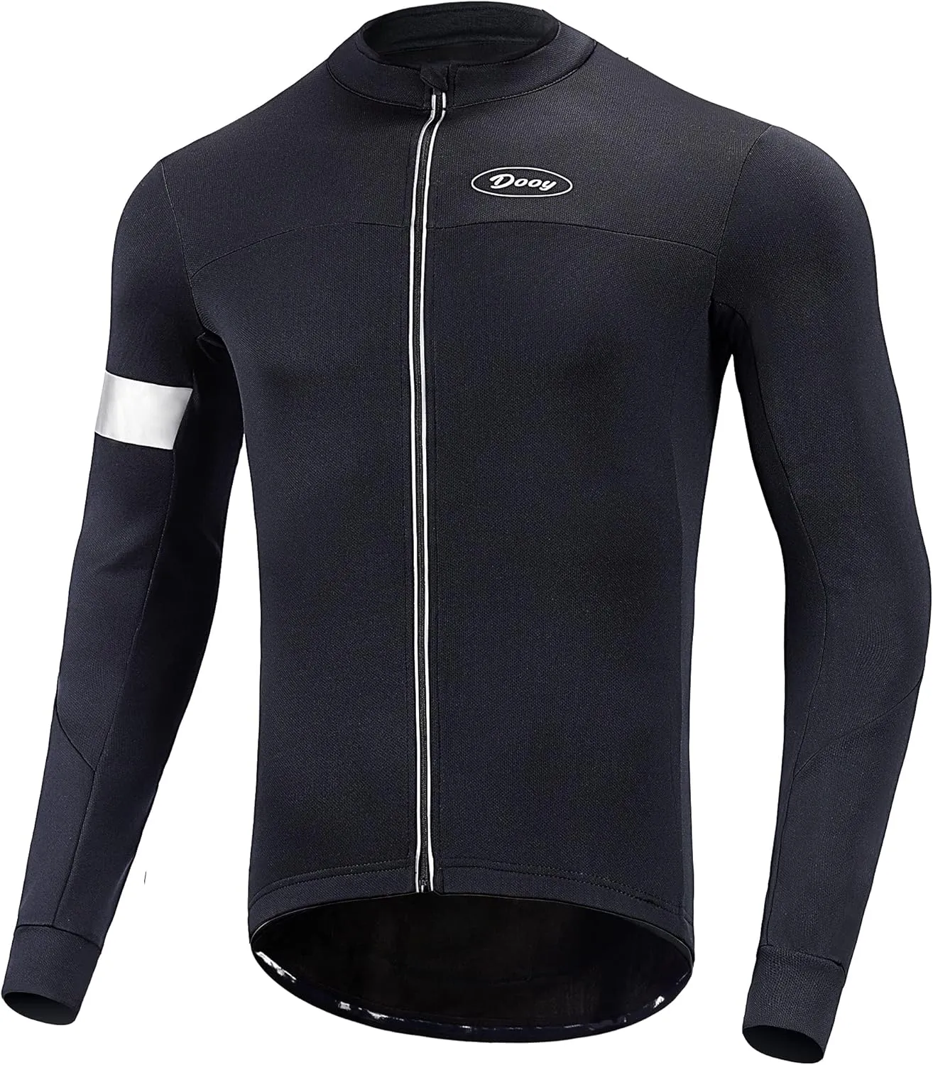Dooy Men's Cycling Bike Jersey Thermal Biking Shirt Long Sleeve Bicycle Shirts with Full Zipper and Rear Pockets
