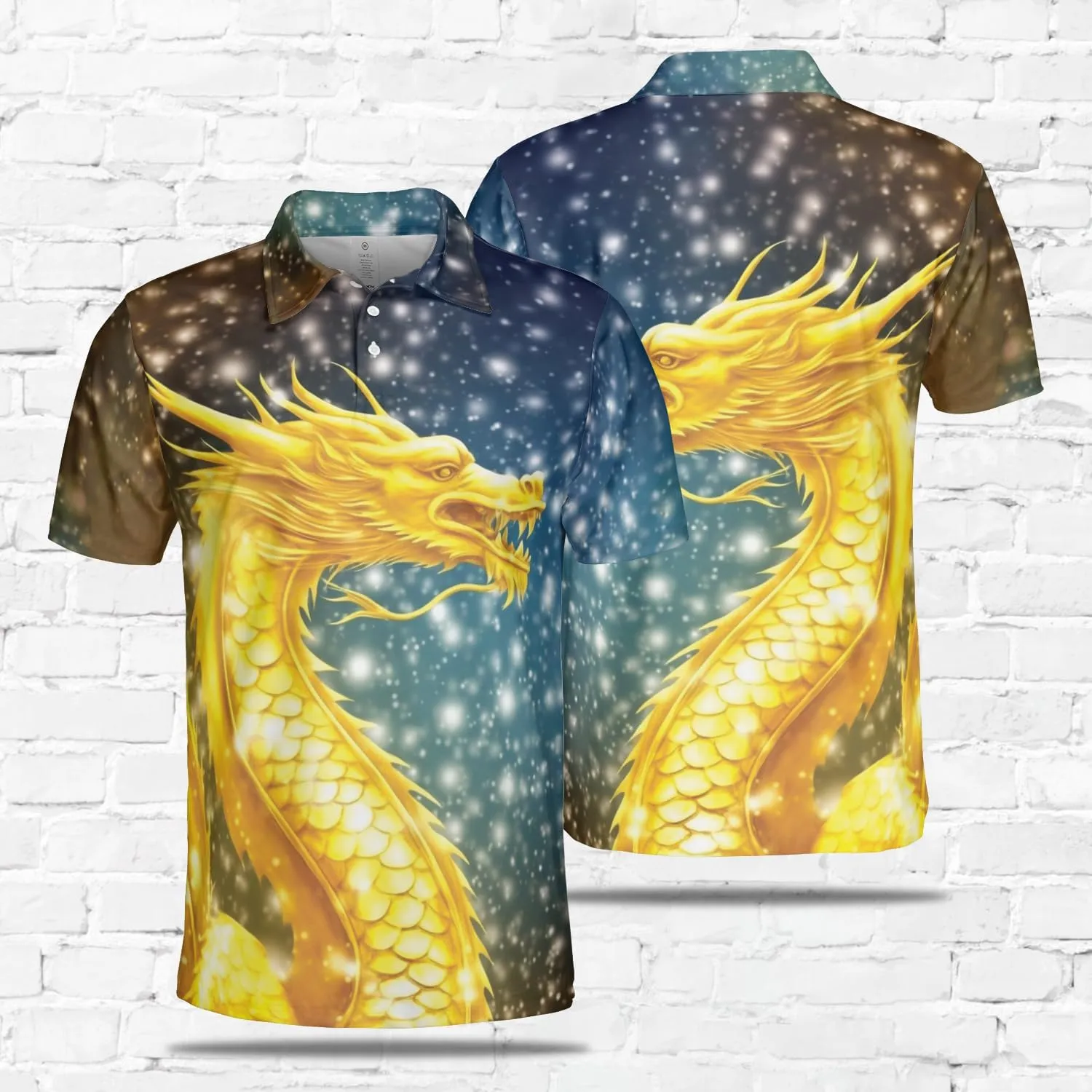 Dragon Polo Shirts for Men - Mythical Creature Men's Regular Fit Quick Dry Golf Polo Shirt Series 06