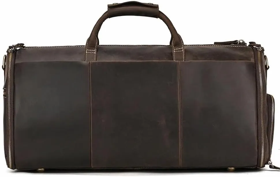 Duffle Bag for Travel Waterproof Vintage Genuine Leather Weekender Overnight Hand Carry on