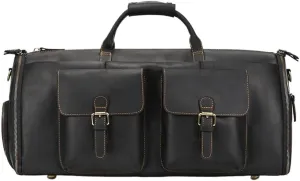 Duffle Bag for Travel Waterproof Vintage Genuine Leather Weekender Overnight Hand Carry on