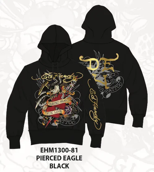 Ed Hardy Pierced Eagle Pullover Hoodie - Black