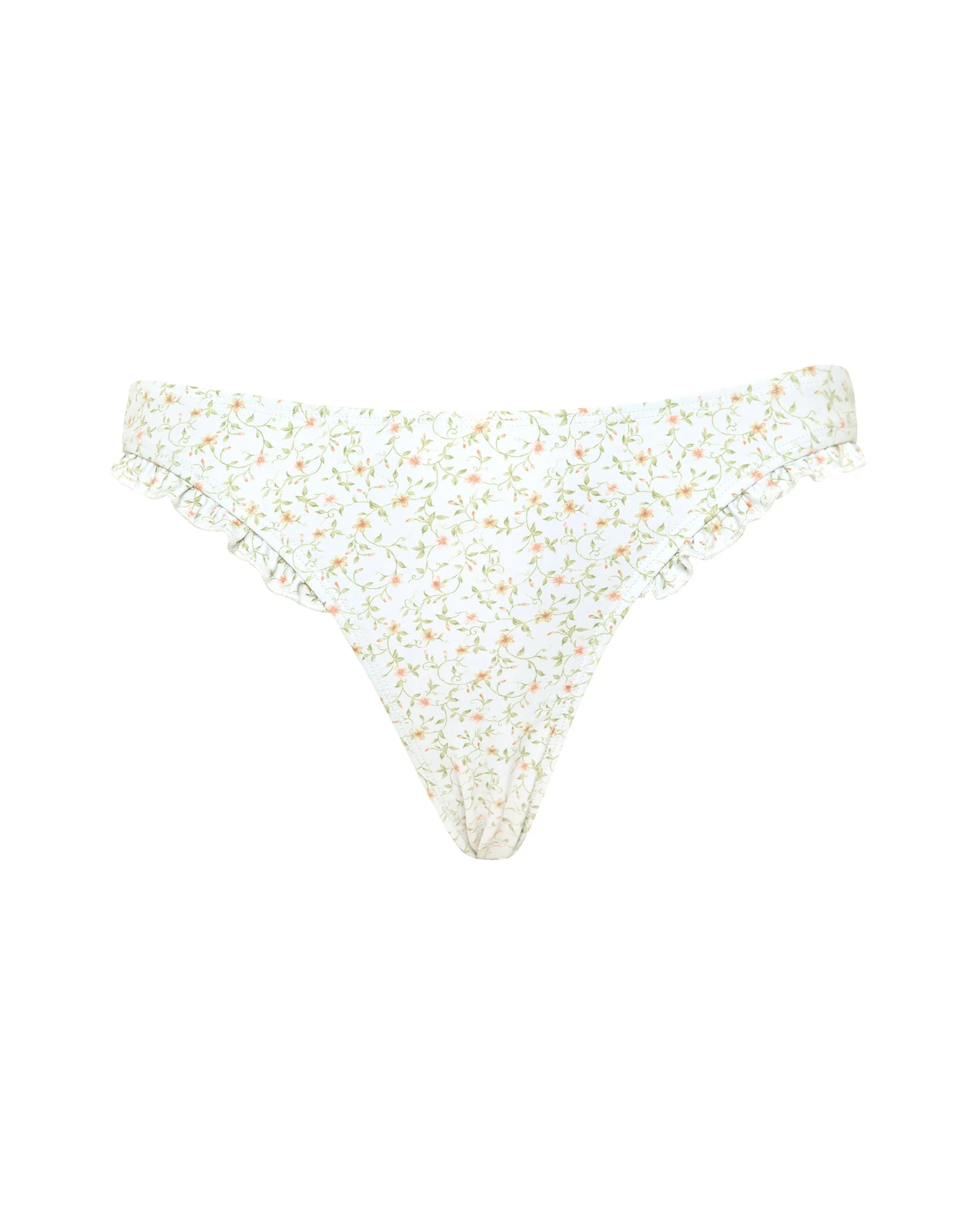 Effie Frill Bikini Bottom in Pretty Petal Ivory