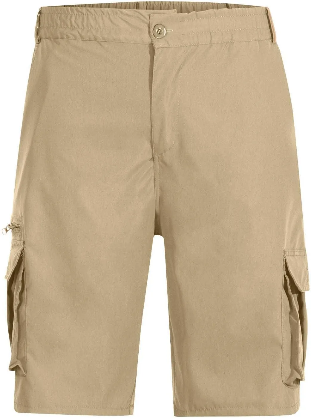 Elastic Waist Cargo Shorts for Men Drawstring Button Down Bermuda Shorts Multi Pockets Workout Sport Outdoor Pants