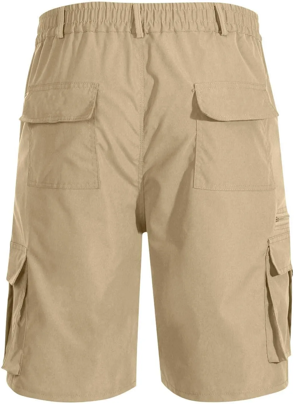 Elastic Waist Cargo Shorts for Men Drawstring Button Down Bermuda Shorts Multi Pockets Workout Sport Outdoor Pants