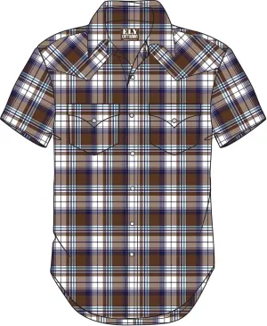 ELY CATTLEMAN Men's Assorted Plaid Stripe Short Sleeve Western Shirt Big Plaid 3X