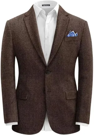 EMERAIDVLN Men's Tweed Blazer Vintage Herringbone Tweed Suit Jacket Casual Two Button Notch Lapel Wool Blend Sport Coats