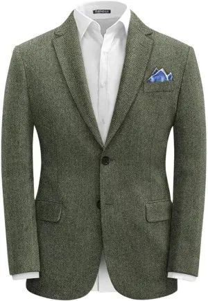 EMERAIDVLN Men's Tweed Blazer Vintage Herringbone Tweed Suit Jacket Casual Two Button Notch Lapel Wool Blend Sport Coats