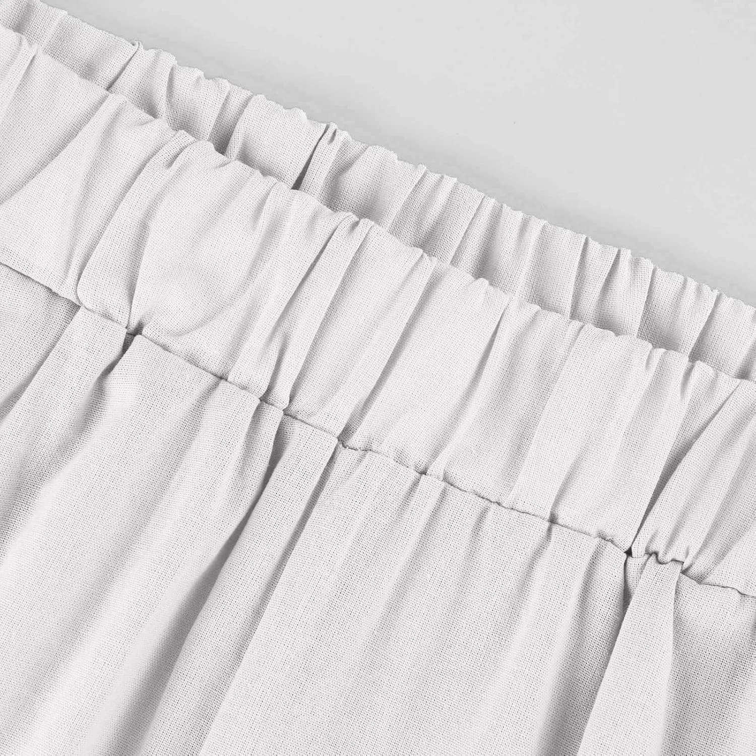eoeioa Linen Ankle Pants for Women Summer Elastic High Waisted Cropped Pants Casual Lightweight Linen Pant with Pockets
