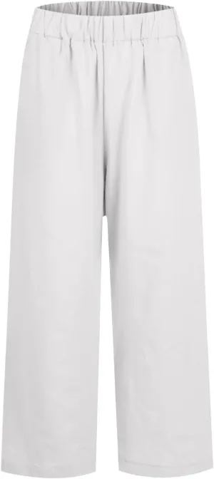 eoeioa Linen Ankle Pants for Women Summer Elastic High Waisted Cropped Pants Casual Lightweight Linen Pant with Pockets