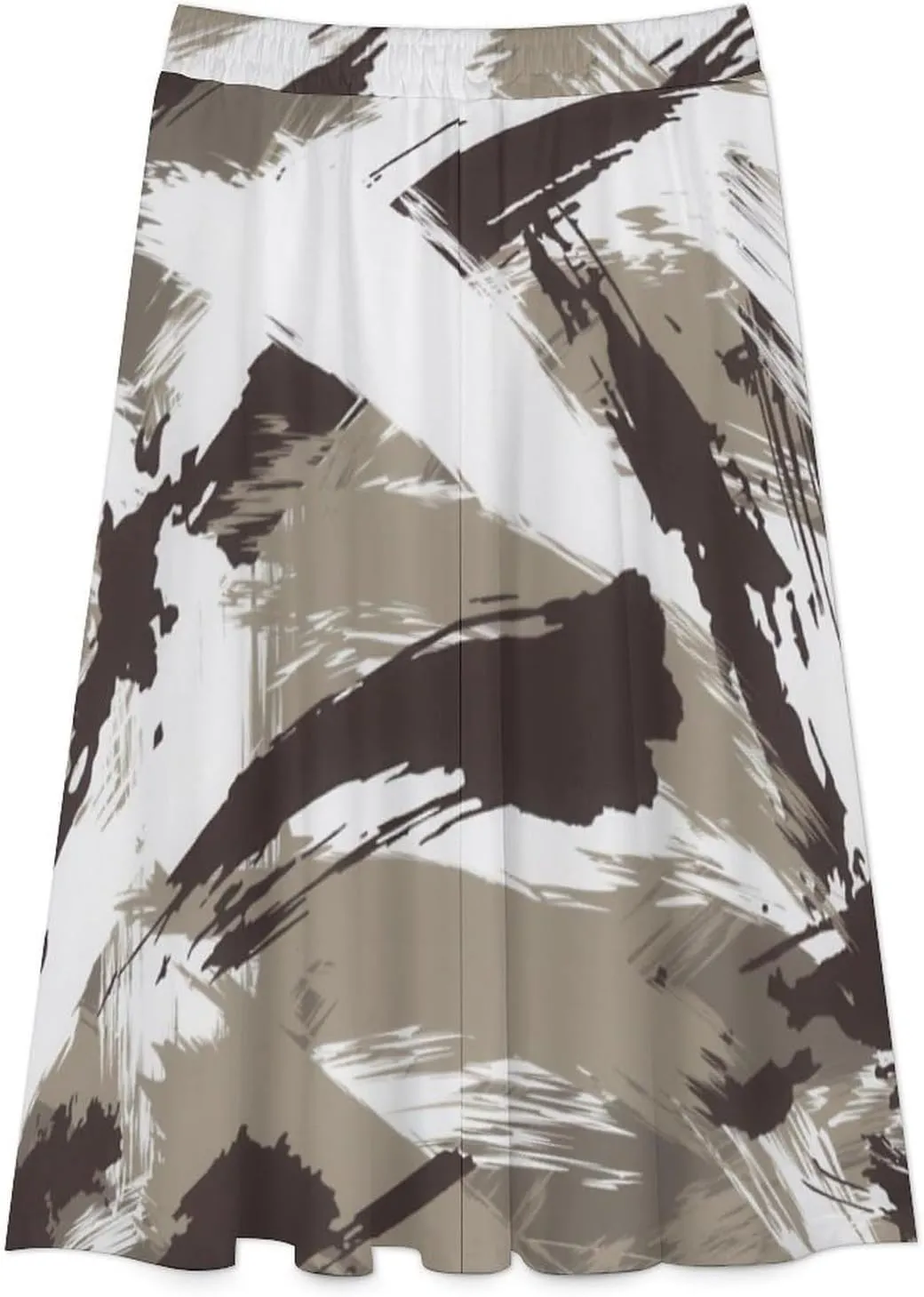 Esthetic Sports Patterns Printed Midi Skirt High Elastic Waist Pleated Bohemia Spring Skirts