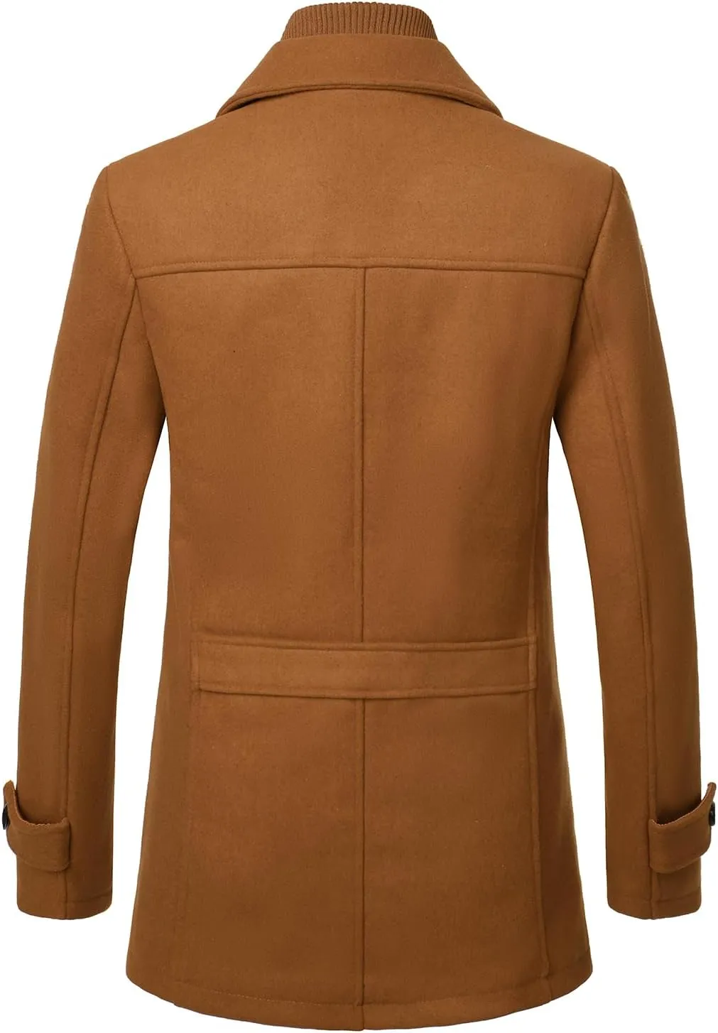 FANARCHER Men's Wool Blend Coats with Detachable Zipper Winter Warm Jakcet Single Breasted Business Windbreaker Pea Coat