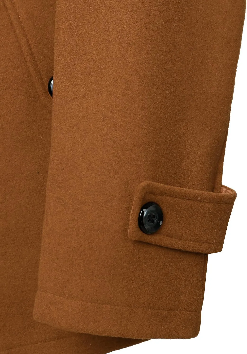 FANARCHER Men's Wool Blend Coats with Detachable Zipper Winter Warm Jakcet Single Breasted Business Windbreaker Pea Coat