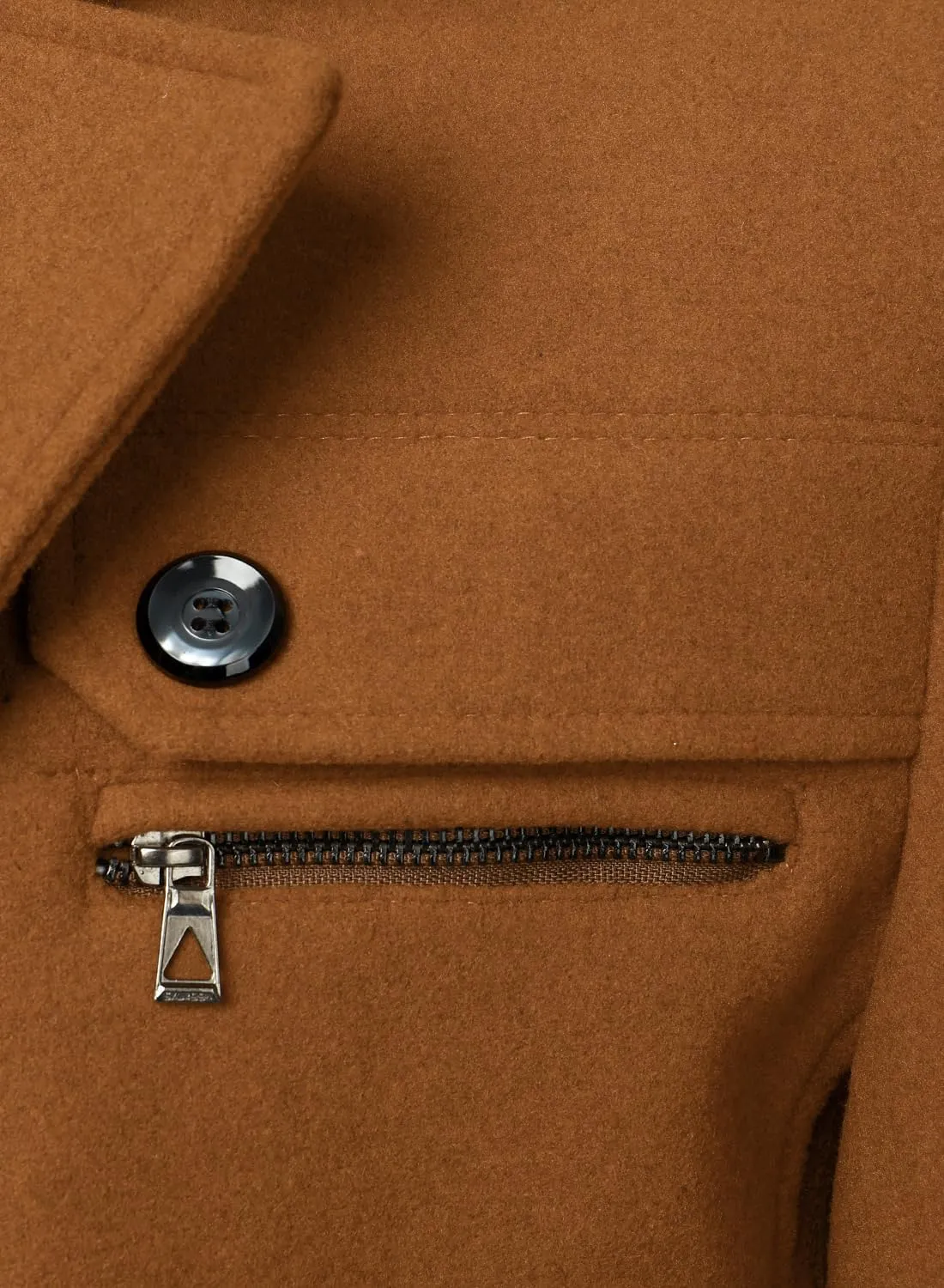 FANARCHER Men's Wool Blend Coats with Detachable Zipper Winter Warm Jakcet Single Breasted Business Windbreaker Pea Coat