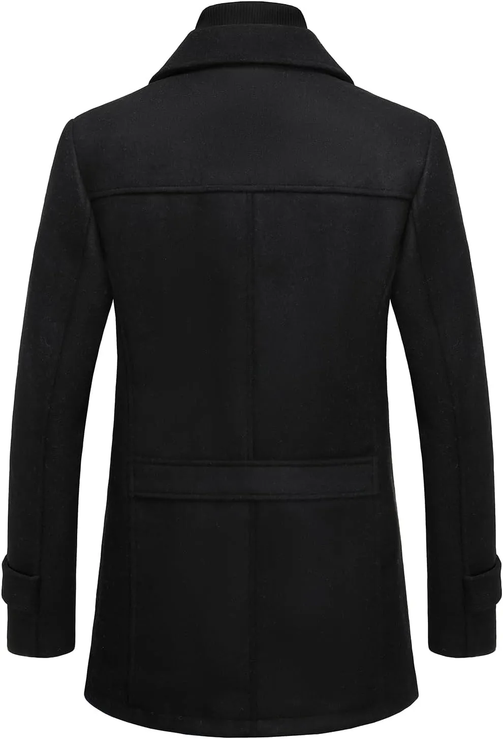 FANARCHER Men's Wool Blend Coats with Detachable Zipper Winter Warm Jakcet Single Breasted Business Windbreaker Pea Coat