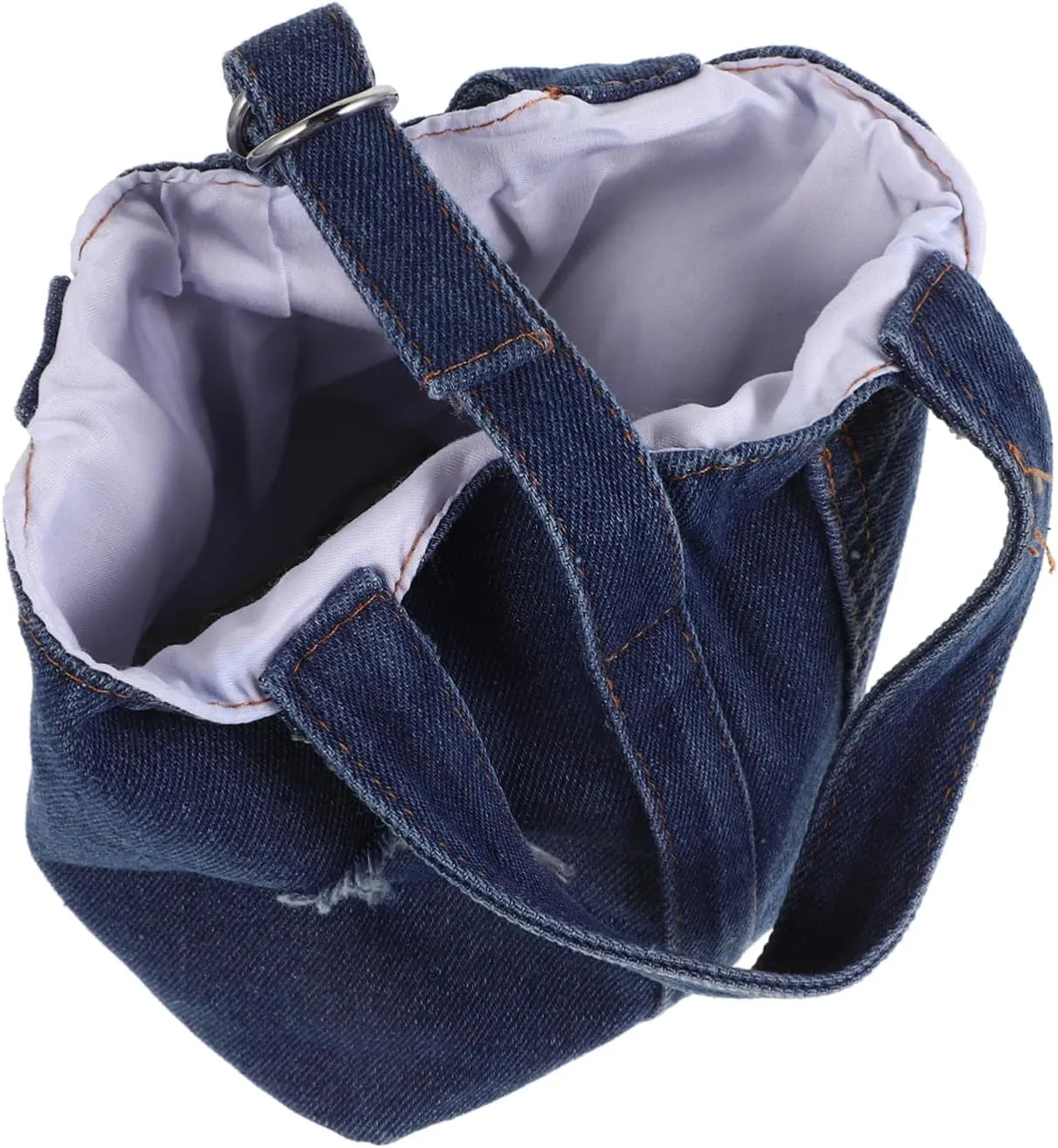 Fashionable Block Design Denim Bag Crossbody Phone Purse Saddle Bag Pockets for Girls