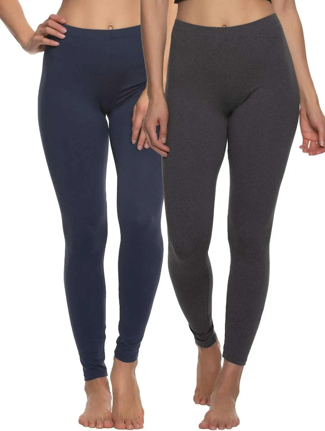 Felina Womens 2 Pack Velvety Soft Lightweight Legging Blue/Grey Medium