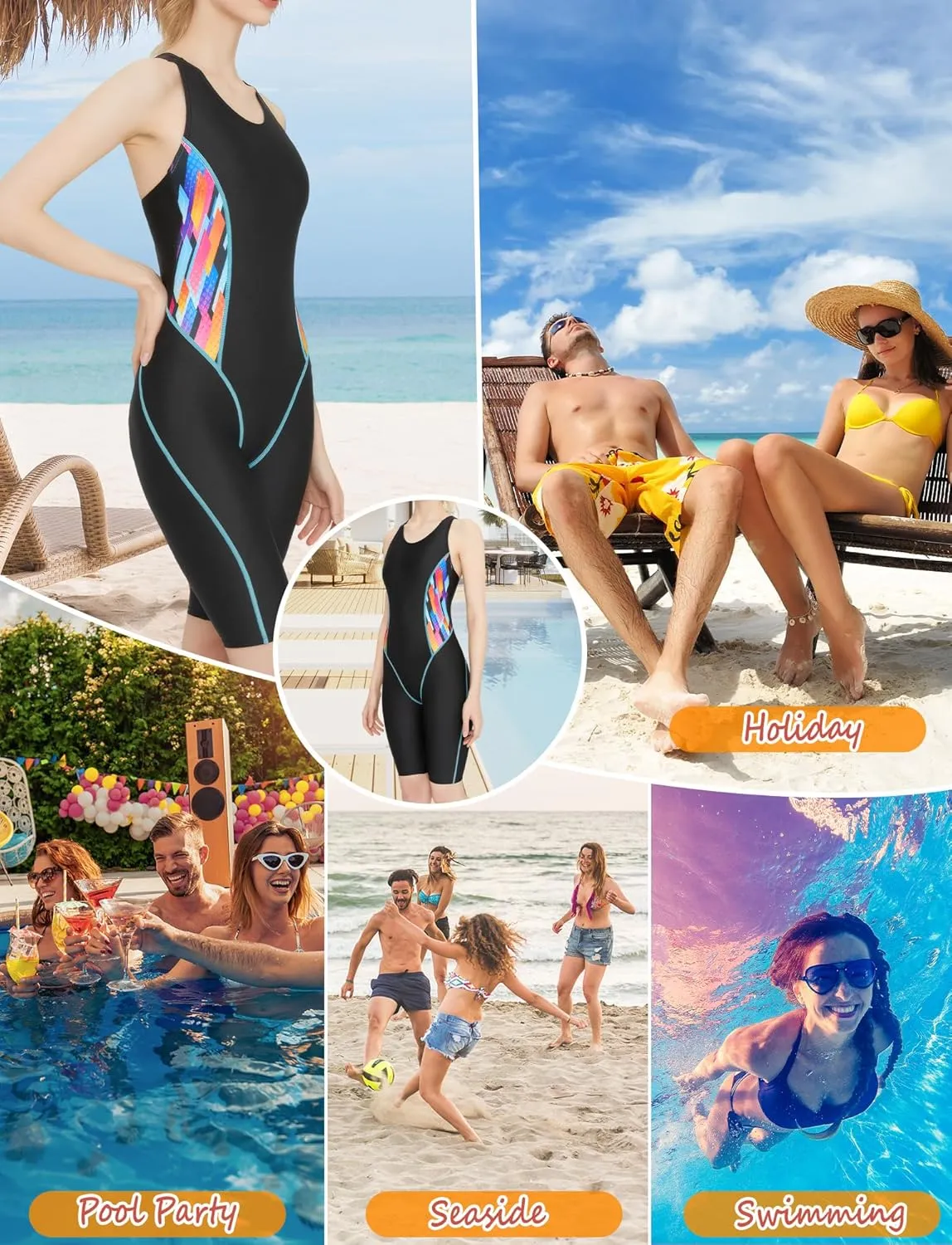 FEOYA Womens Sleeveless Rash Guard 50  UPF One Piece Athlettic Swimsuit Boyleg Swimming Racerback Modest Bathing Suit