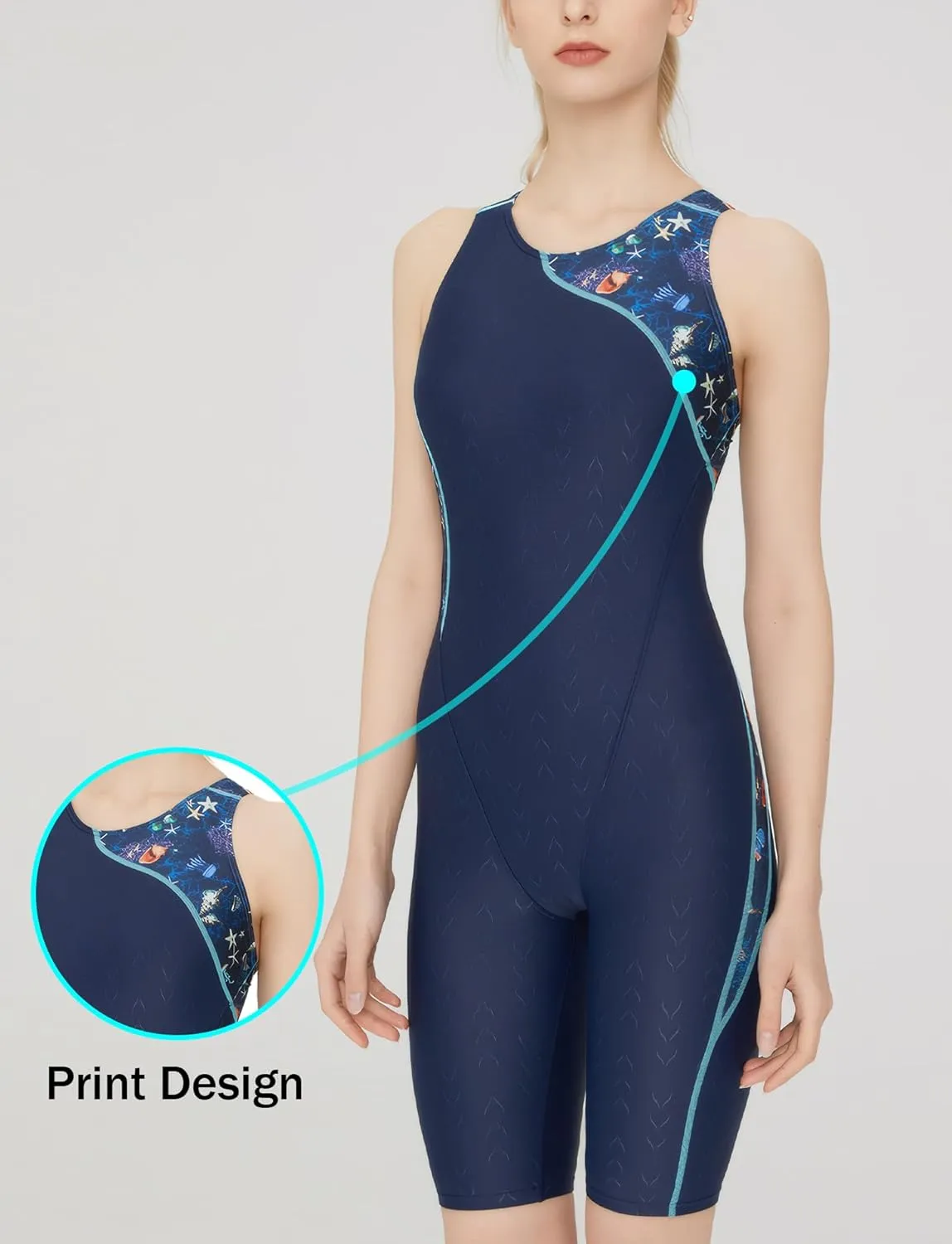 FEOYA Womens Sleeveless Rash Guard 50  UPF One Piece Athlettic Swimsuit Boyleg Swimming Racerback Modest Bathing Suit