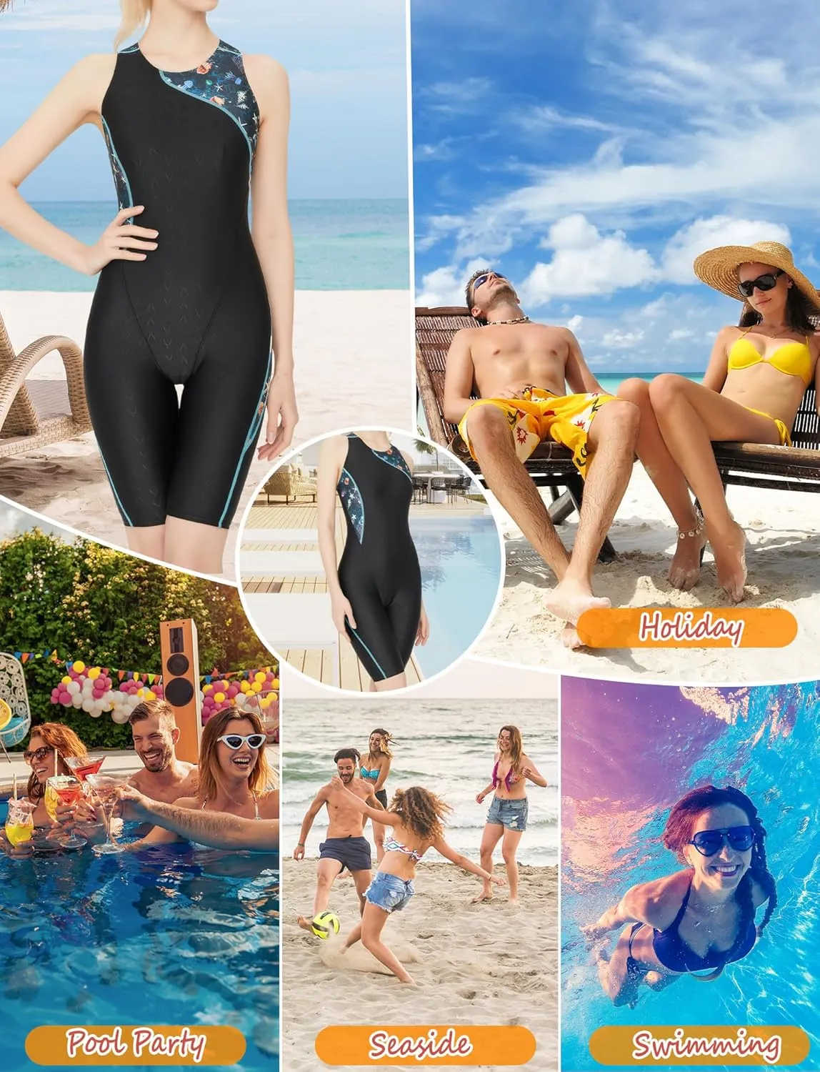 FEOYA Womens Sleeveless Rash Guard 50  UPF One Piece Athlettic Swimsuit Boyleg Swimming Racerback Modest Bathing Suit