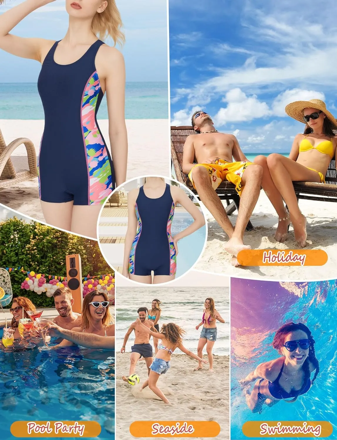 FEOYA Womens Sleeveless Rash Guard 50  UPF One Piece Athlettic Swimsuit Boyleg Swimming Racerback Modest Bathing Suit