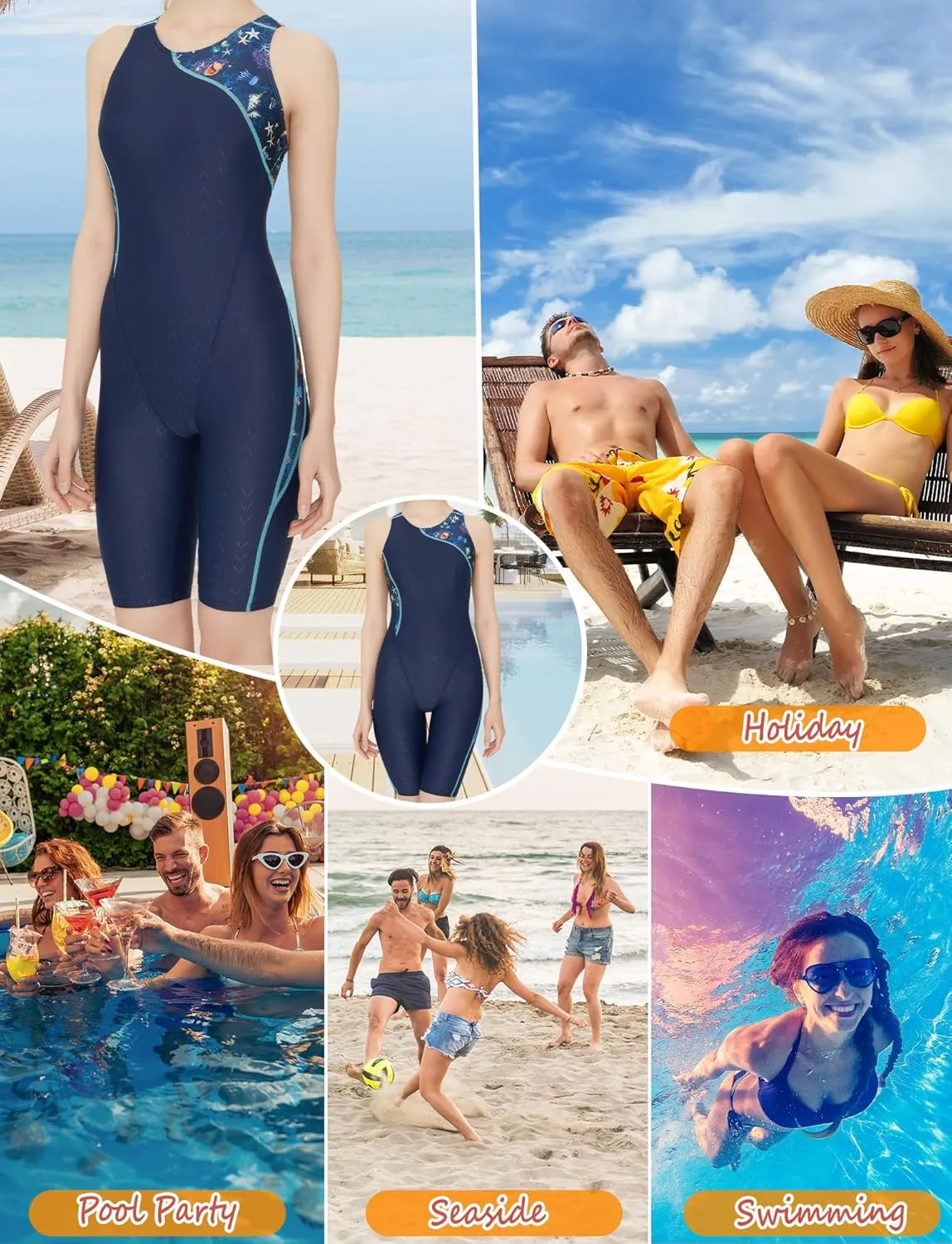 FEOYA Womens Sleeveless Rash Guard 50  UPF One Piece Athlettic Swimsuit Boyleg Swimming Racerback Modest Bathing Suit