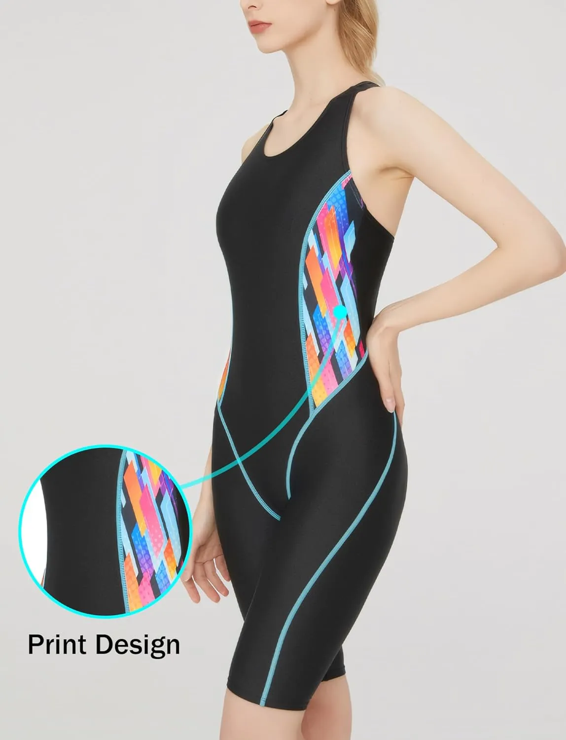 FEOYA Womens Sleeveless Rash Guard 50  UPF One Piece Athlettic Swimsuit Boyleg Swimming Racerback Modest Bathing Suit