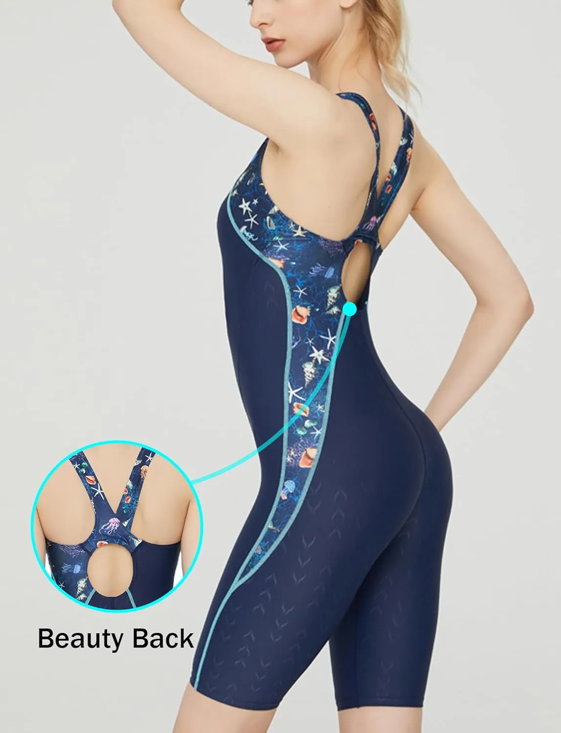 FEOYA Womens Sleeveless Rash Guard 50  UPF One Piece Athlettic Swimsuit Boyleg Swimming Racerback Modest Bathing Suit