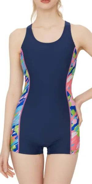 FEOYA Womens Sleeveless Rash Guard 50  UPF One Piece Athlettic Swimsuit Boyleg Swimming Racerback Modest Bathing Suit