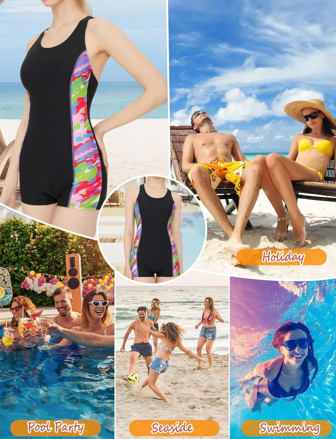 FEOYA Womens Sleeveless Rash Guard 50  UPF One Piece Athlettic Swimsuit Boyleg Swimming Racerback Modest Bathing Suit