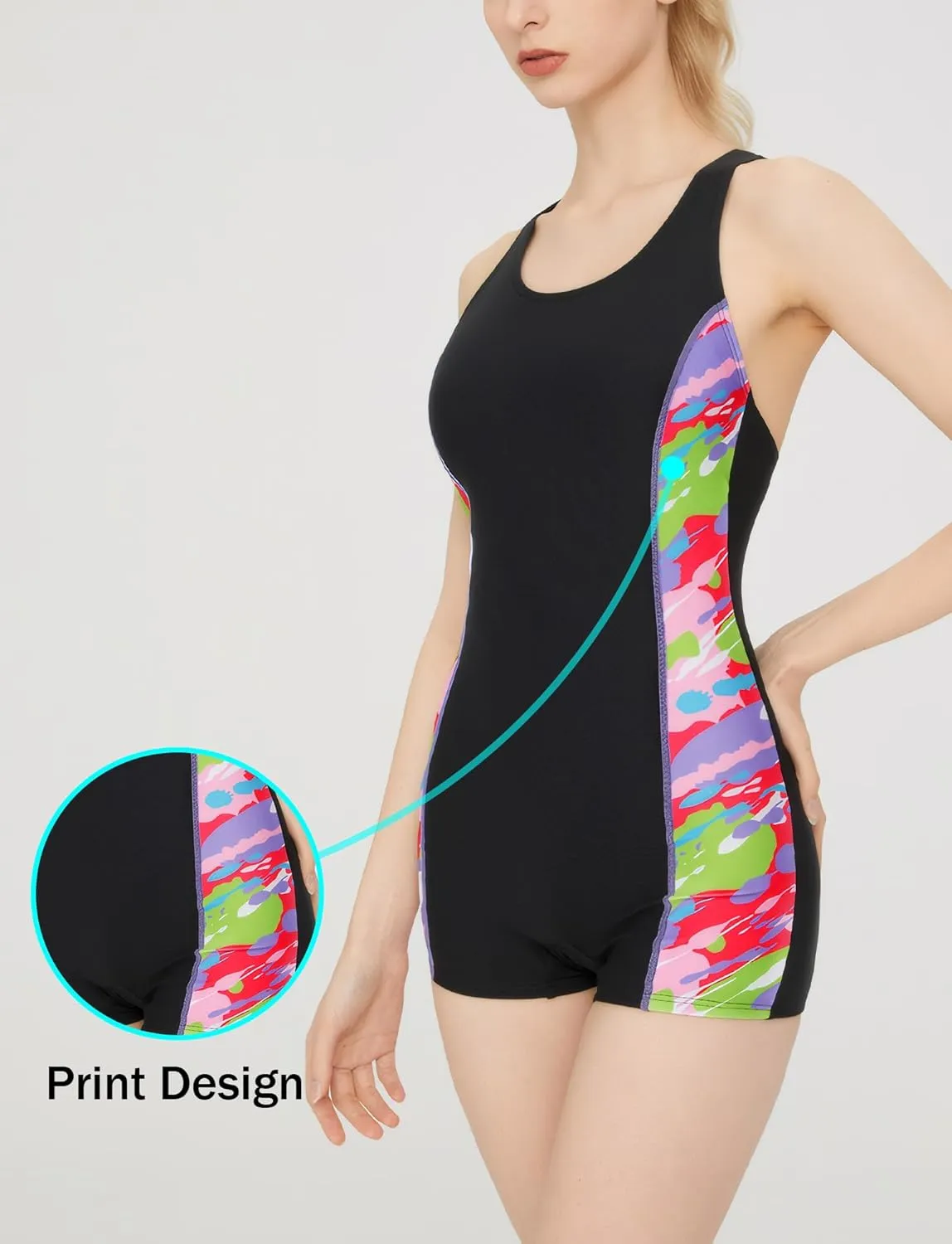 FEOYA Womens Sleeveless Rash Guard 50  UPF One Piece Athlettic Swimsuit Boyleg Swimming Racerback Modest Bathing Suit