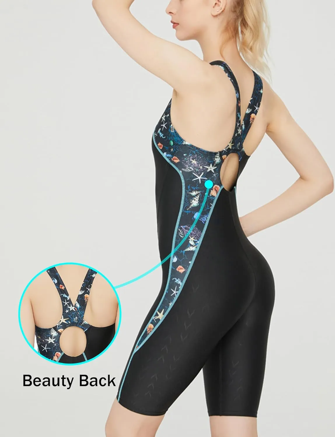 FEOYA Womens Sleeveless Rash Guard 50  UPF One Piece Athlettic Swimsuit Boyleg Swimming Racerback Modest Bathing Suit