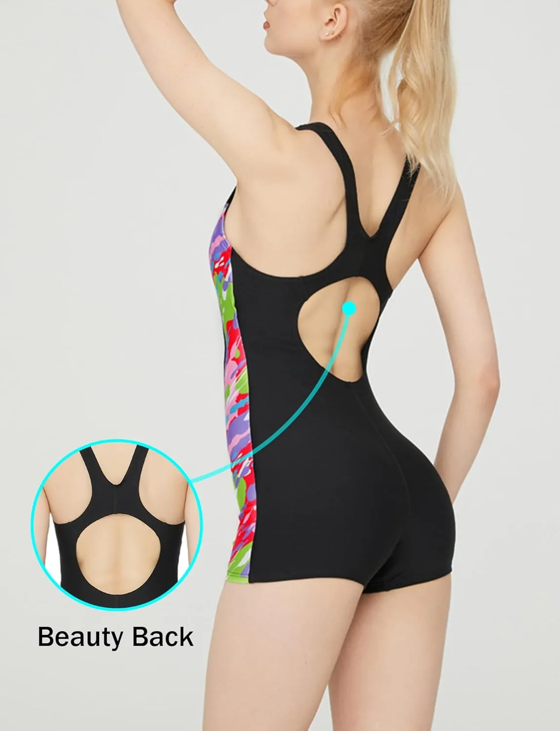 FEOYA Womens Sleeveless Rash Guard 50  UPF One Piece Athlettic Swimsuit Boyleg Swimming Racerback Modest Bathing Suit