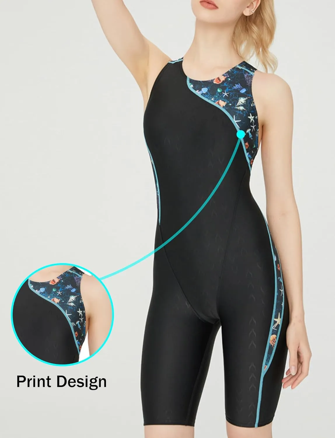 FEOYA Womens Sleeveless Rash Guard 50  UPF One Piece Athlettic Swimsuit Boyleg Swimming Racerback Modest Bathing Suit