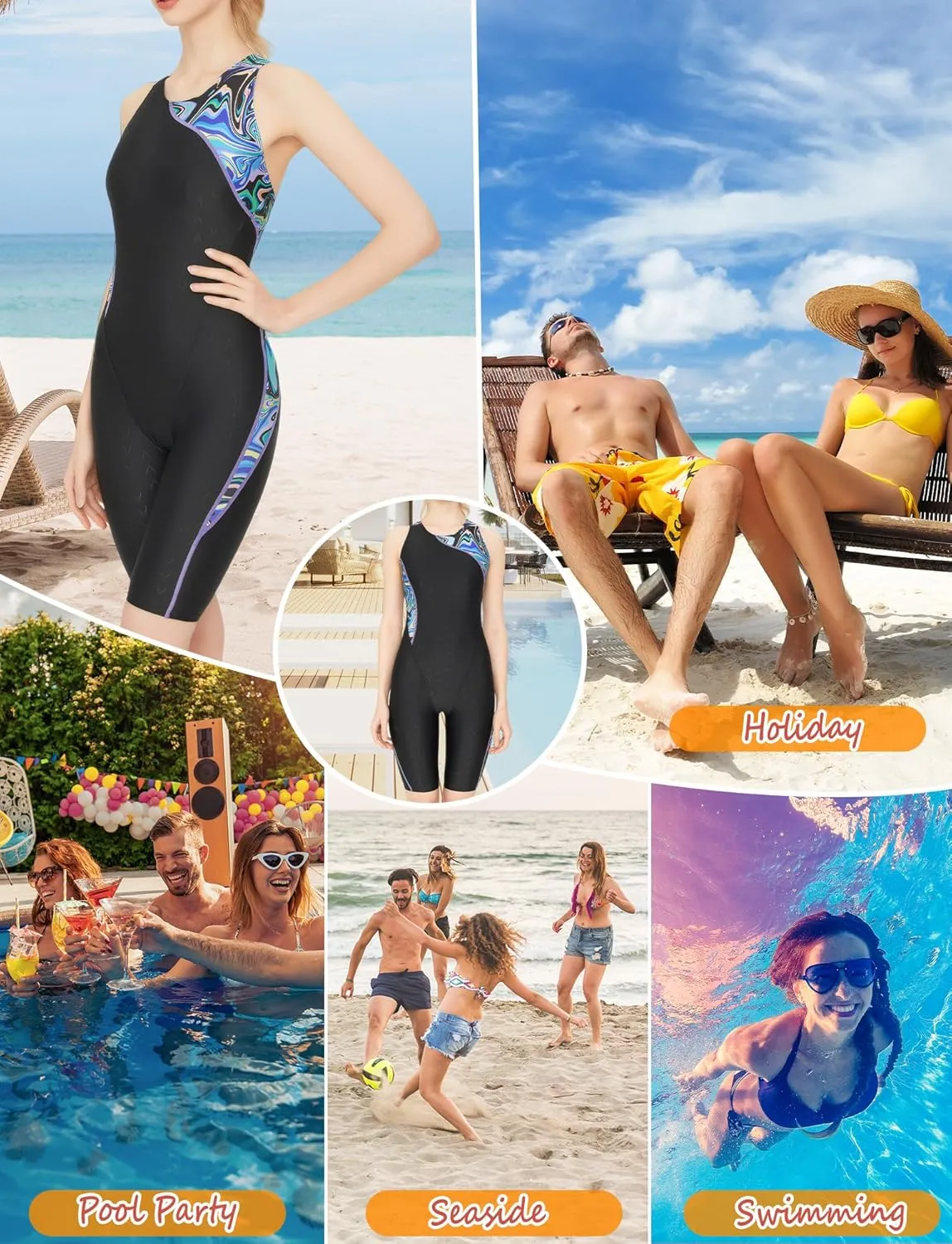 FEOYA Womens Sleeveless Rash Guard 50  UPF One Piece Athlettic Swimsuit Boyleg Swimming Racerback Modest Bathing Suit