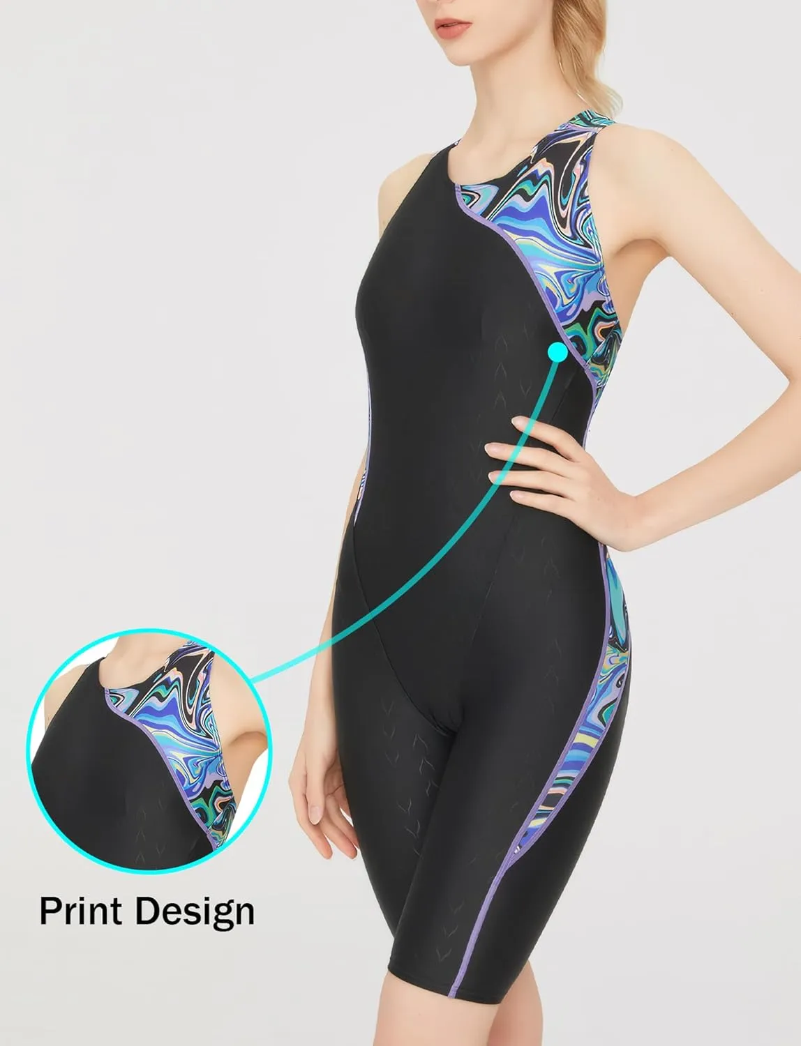 FEOYA Womens Sleeveless Rash Guard 50  UPF One Piece Athlettic Swimsuit Boyleg Swimming Racerback Modest Bathing Suit