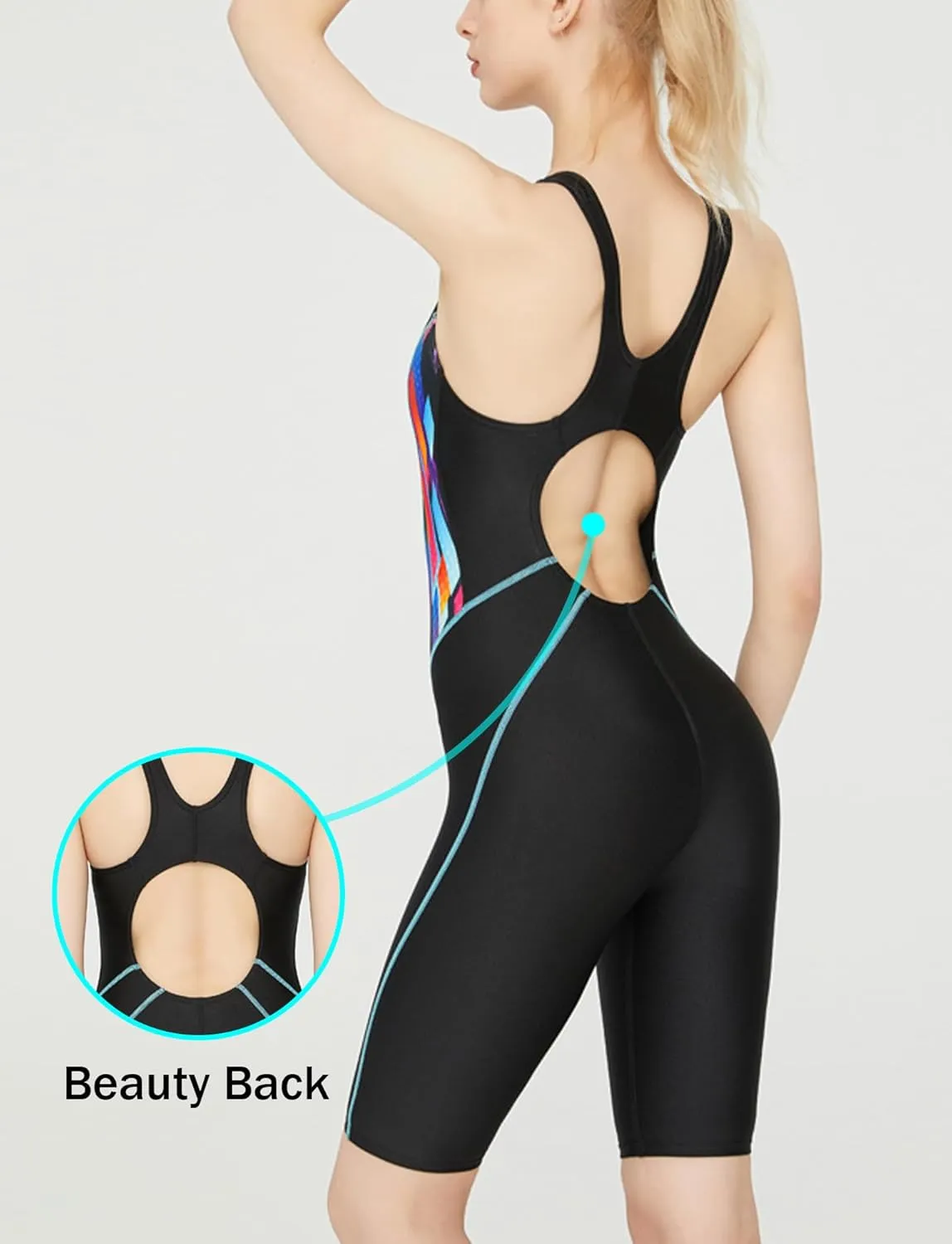 FEOYA Womens Sleeveless Rash Guard 50  UPF One Piece Athlettic Swimsuit Boyleg Swimming Racerback Modest Bathing Suit