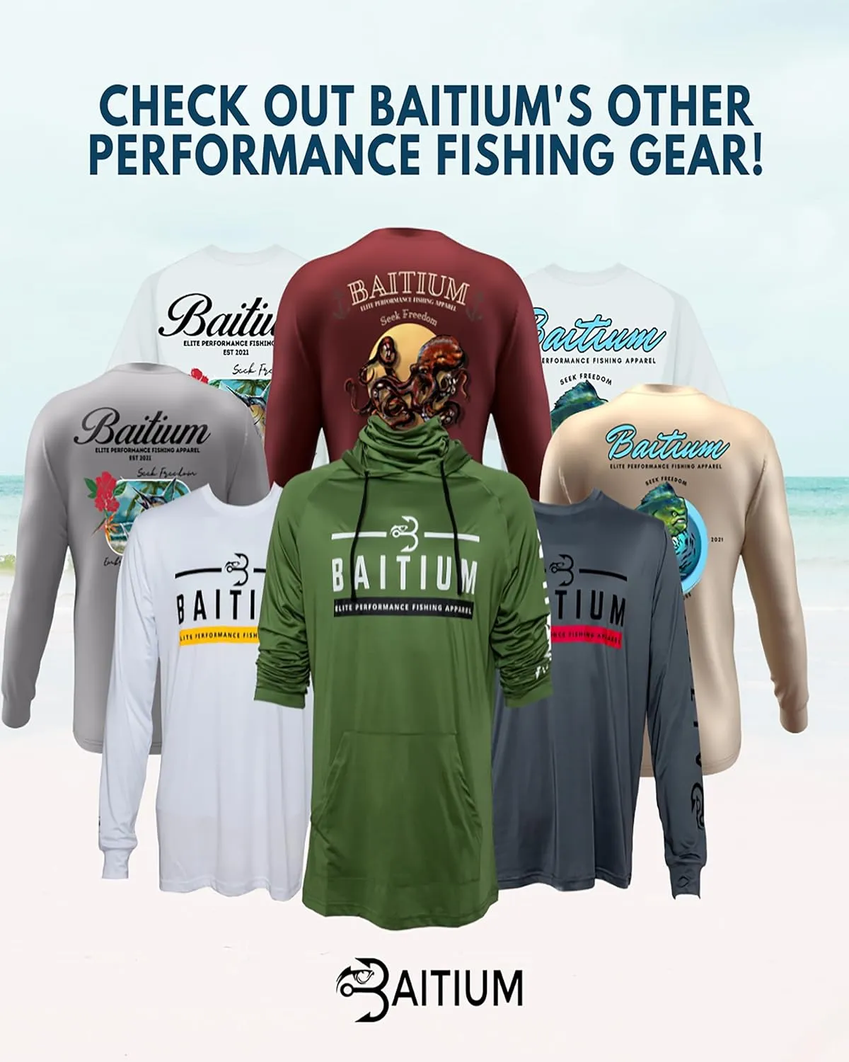 Fishing Shirts for Men,UPF50 Hooded Long Sleeve with Gaiter, Sun Protection Dry Fit Apparel, Face Mask, Fishing Clothes