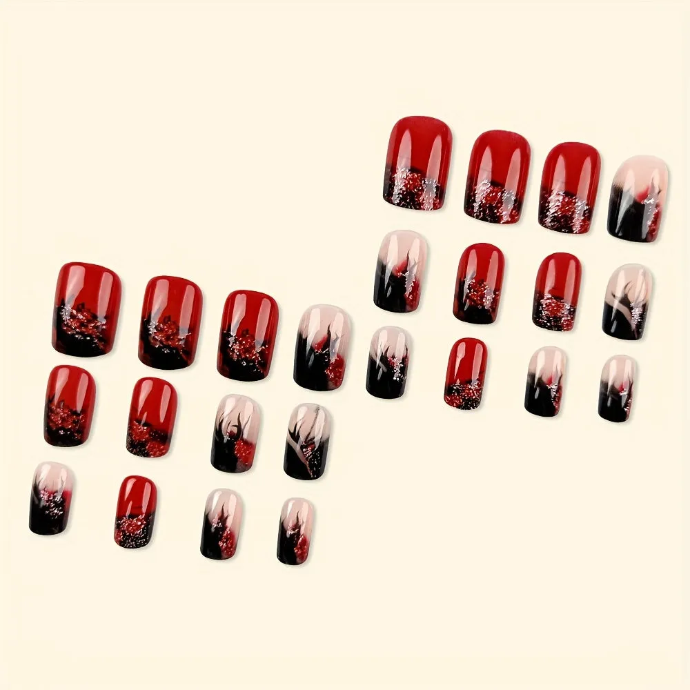 Flame-Kissed Red Press-On Nails