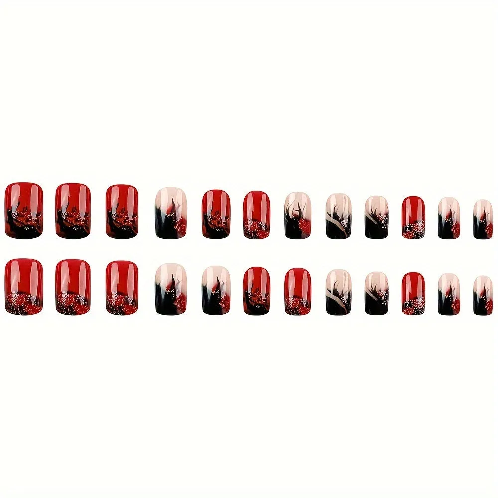 Flame-Kissed Red Press-On Nails
