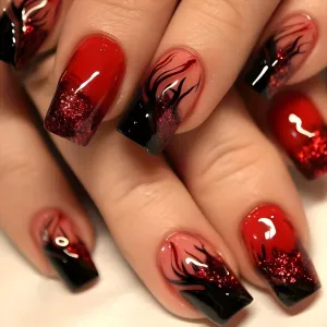 Flame-Kissed Red Press-On Nails