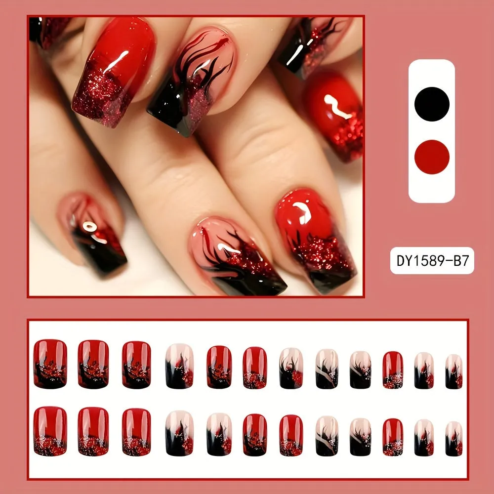 Flame-Kissed Red Press-On Nails