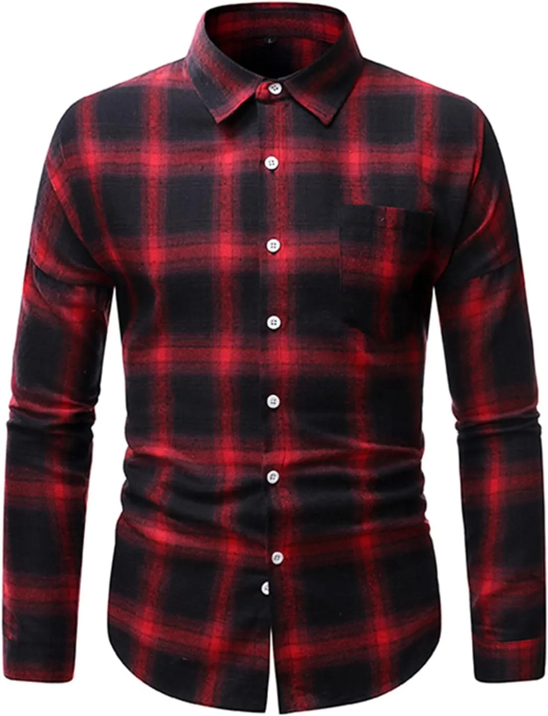Flannel Shirt for Men 2024 Fashion Long Sleeve Plaid Button Down Shirt Jacket Casual Lightweight Fall Outwear Coats