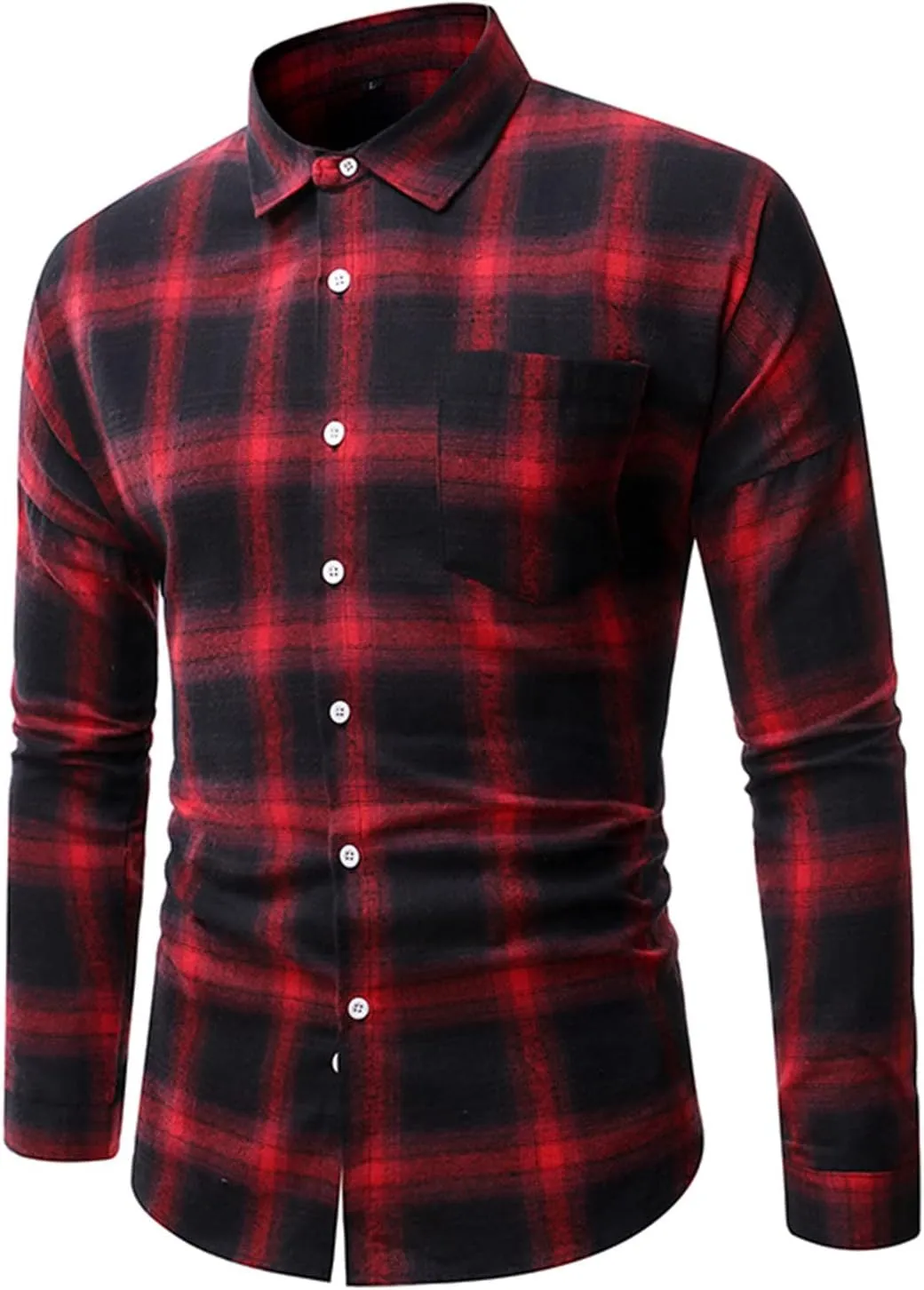 Flannel Shirt for Men 2024 Fashion Long Sleeve Plaid Button Down Shirt Jacket Casual Lightweight Fall Outwear Coats
