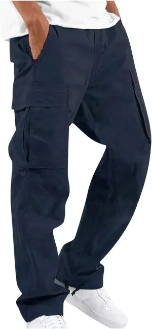 FONMA Mens Cargo Pants with Drawstring Hiking Pants Work Hiking Pants Tactical Pants Joggers Travel Pants Multi Pockets