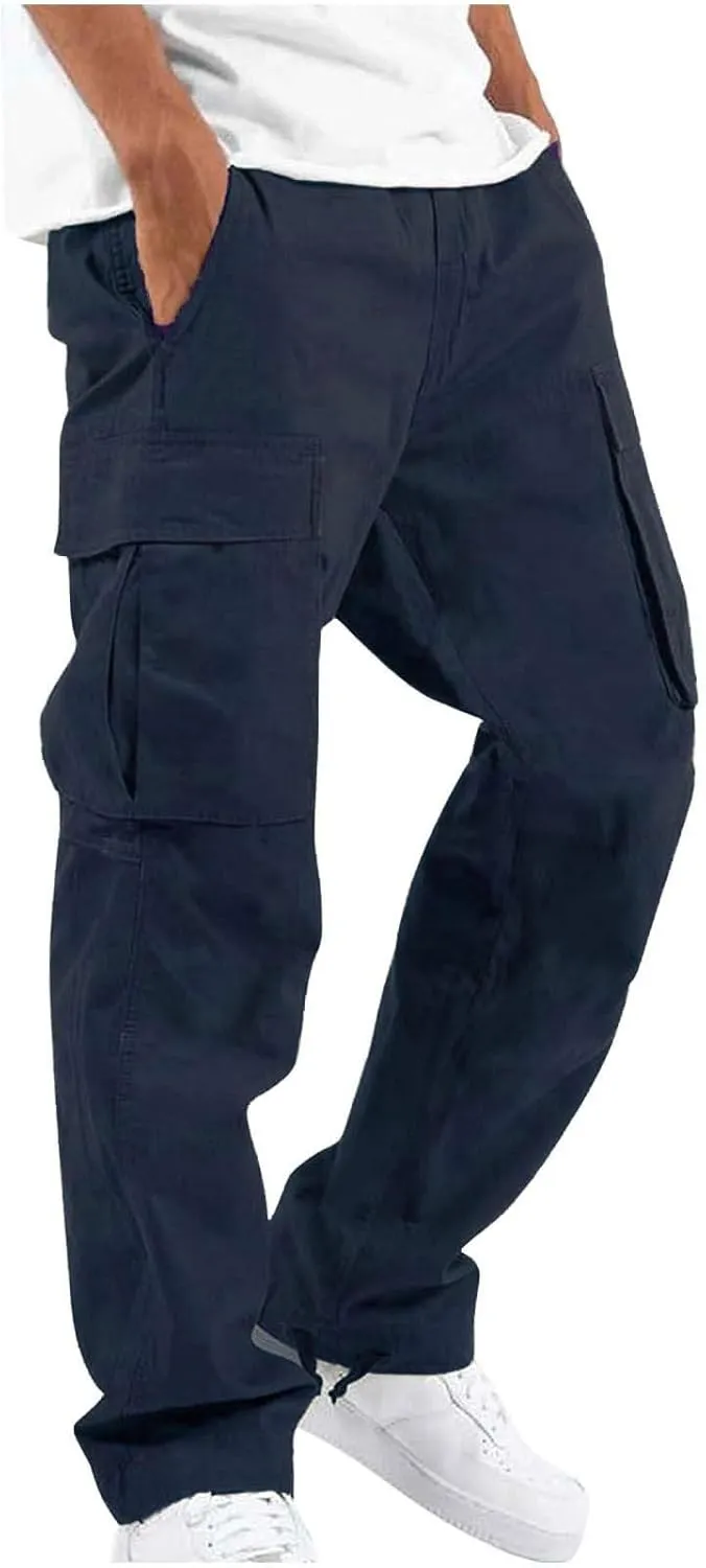 FONMA Mens Cargo Pants with Drawstring Hiking Pants Work Hiking Pants Tactical Pants Joggers Travel Pants Multi Pockets